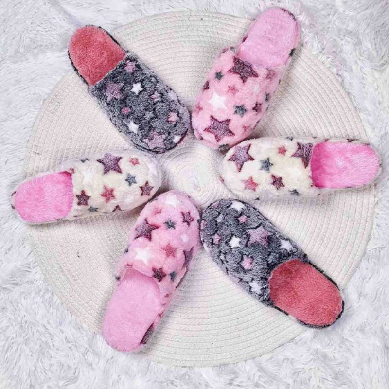 Winter Clothing Material - Five-pointed Stars Women Home Soft Slippers