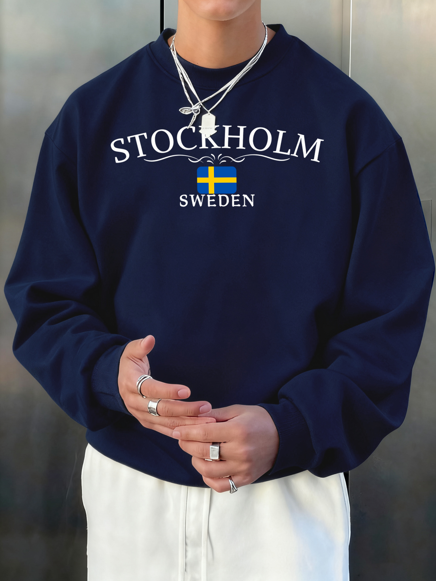 Winter Clothing Dress Up - Stockholm Sweden Letter Print Mens Casual