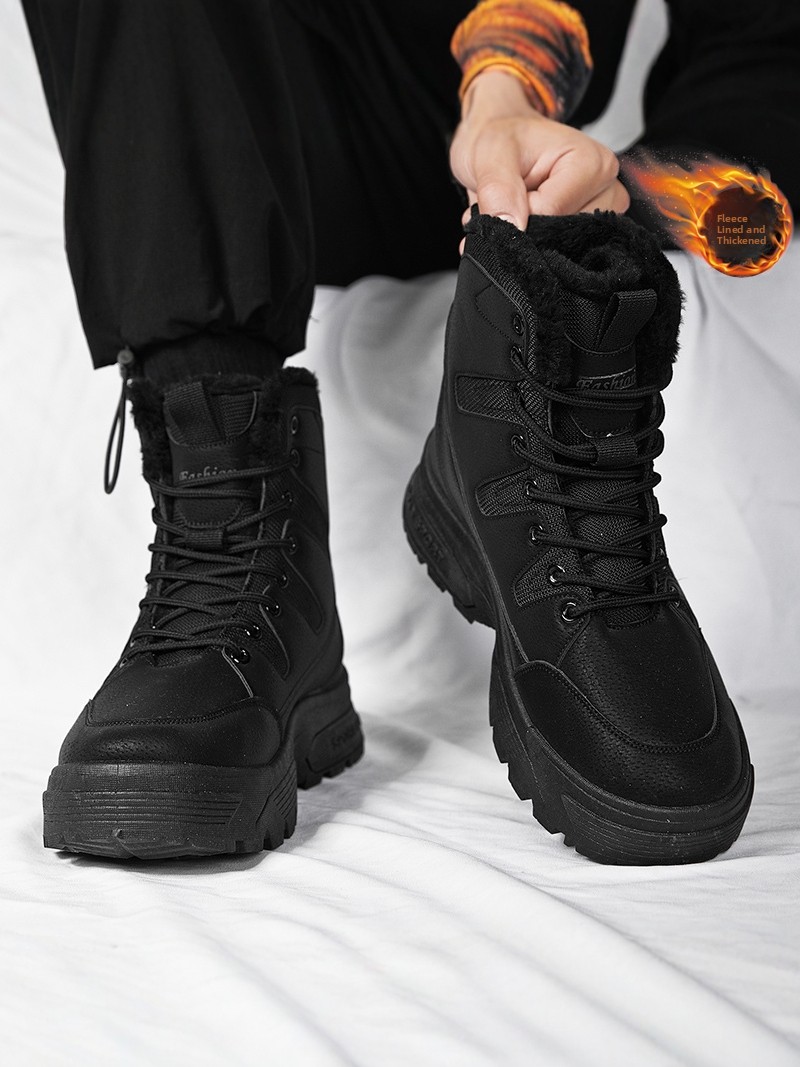 Snow Boot Fur Lined - Men's Winter Outdoor Casual Hiking Fleece