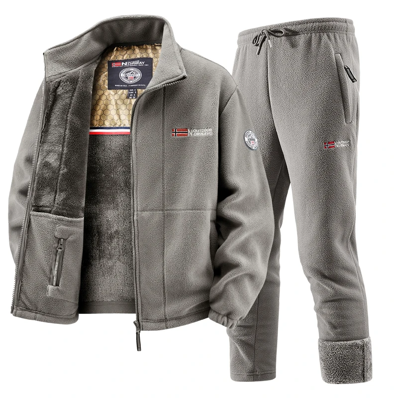 Winter Clothing Men - Mens Winter Fleece Tracksuit Set Thickened