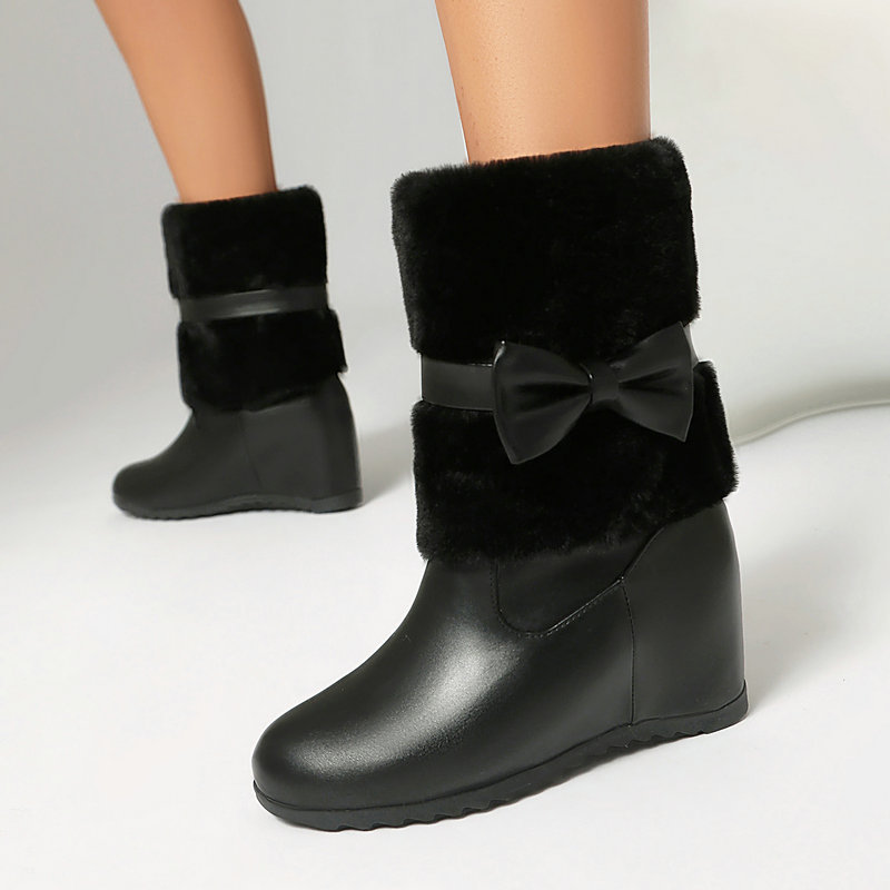 Women Black White Winter Snow  - مراجعة Snow Boot Fur Lined وسعره