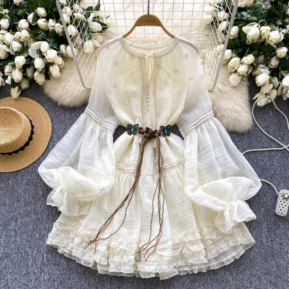 Sweet Embroidered O-neck Lace- - مراجعة Winter Clothing Dress Up وسعره