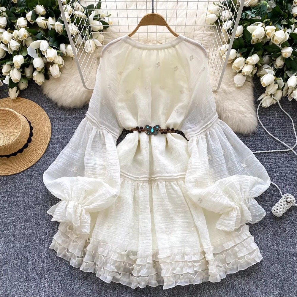 Sweet Embroidered O-neck Lace- - مراجعة Winter Clothing Dress Up وسعره