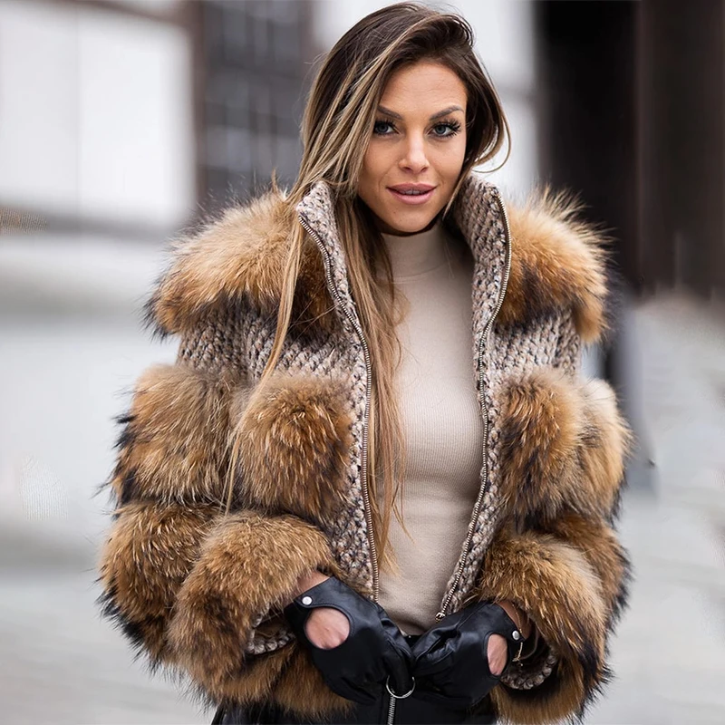 QUEENTINA Real Raccoon Fur Coa - مراجعة Quality Winter Clothing Jacket وسعره