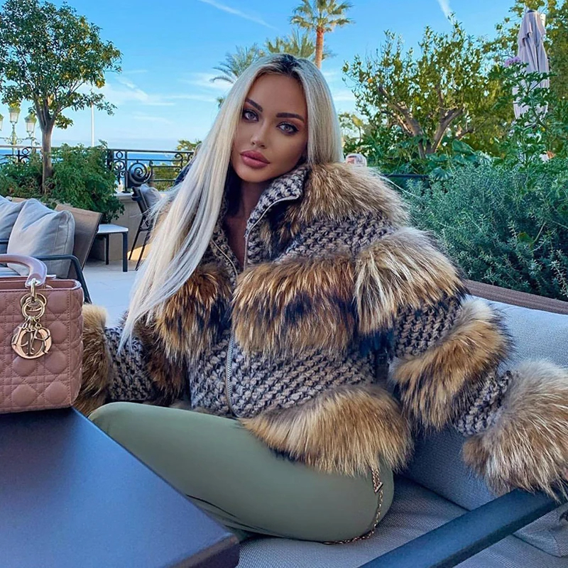 QUEENTINA Real Raccoon Fur Coa - مراجعة Quality Winter Clothing Jacket وسعره