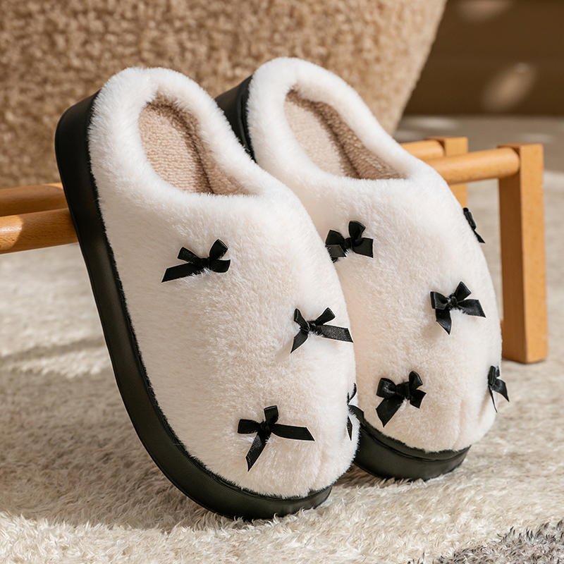 Fashion Women's Bow Slippers W - مراجعة Winter Clothing Material وسعره