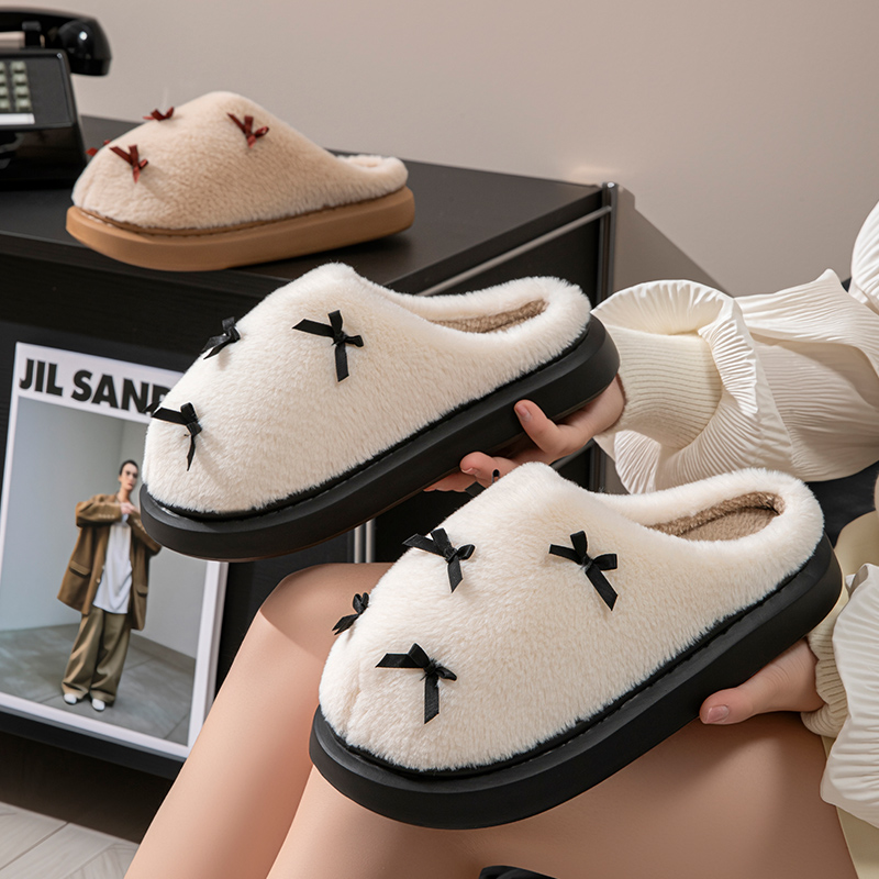 Fashion Women's Bow Slippers W - مراجعة Winter Clothing Material وسعره