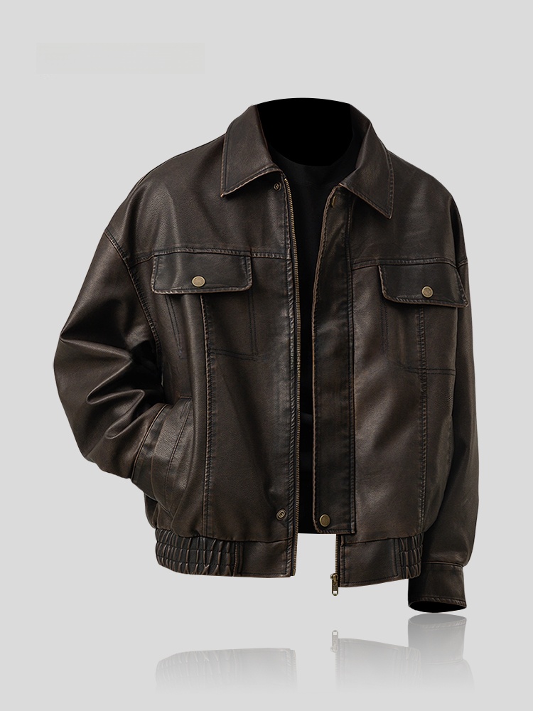 Trendy Loose Men's Leather Jac - مراجعة Winter Sun Clothing وسعره