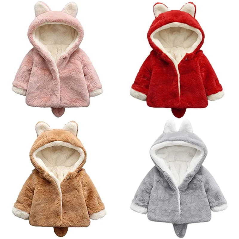 Cute Cat Ears Plush Baby Jacke - مراجعة Winter Clothing Baby وسعره
