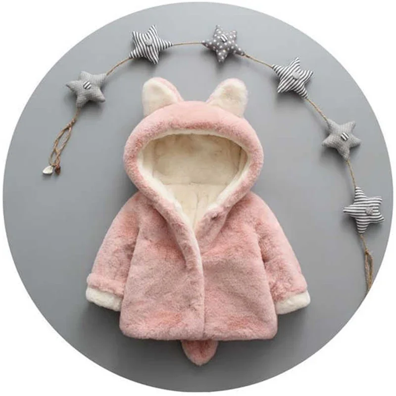 Cute Cat Ears Plush Baby Jacke - مراجعة Winter Clothing Baby وسعره