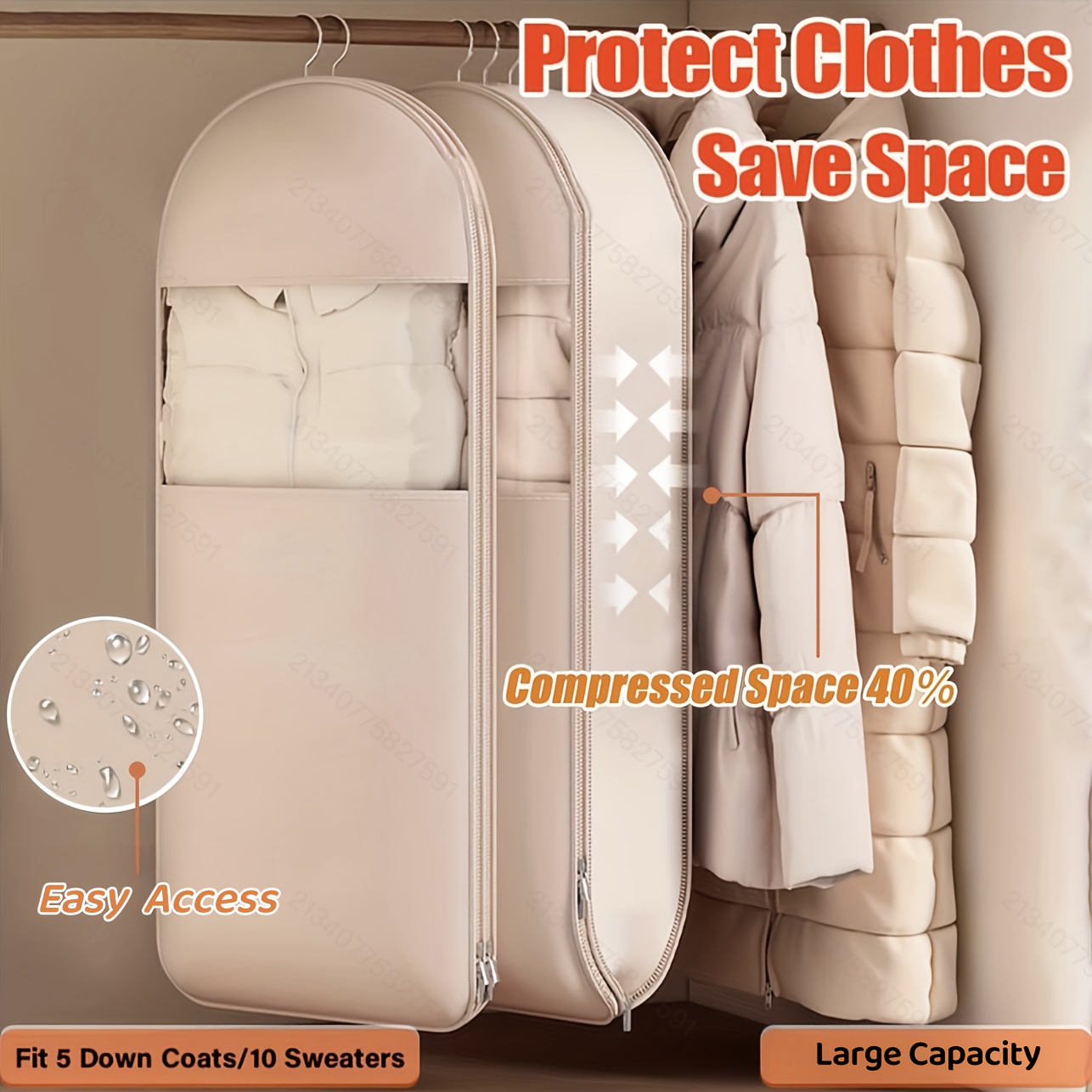 Beige Compression Hanging Bag, - مراجعة Winter Clothing Storage وسعره