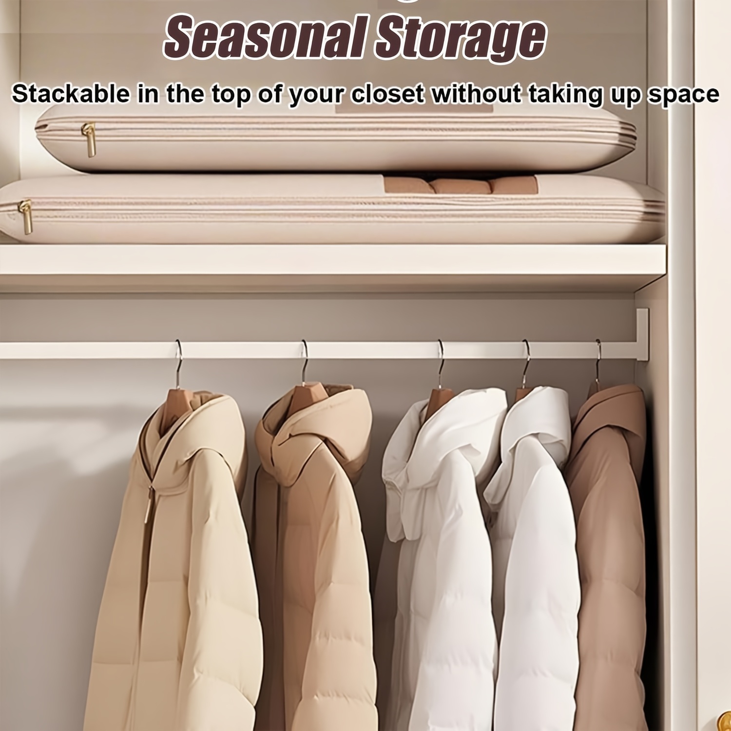 Beige Compression Hanging Bag, - مراجعة Winter Clothing Storage وسعره