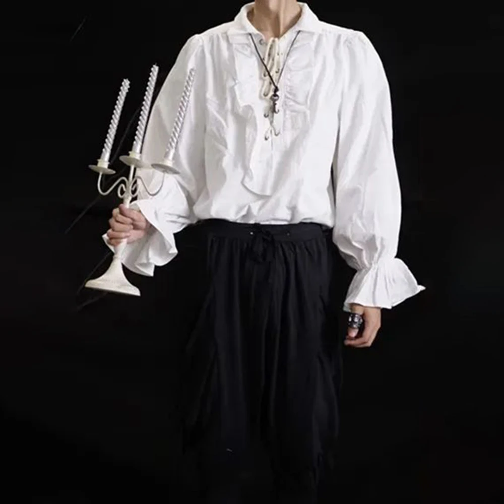 Mens Ruffled Long-Sleeved Shir - مراجعة Winter Clothing Dress Up وسعره