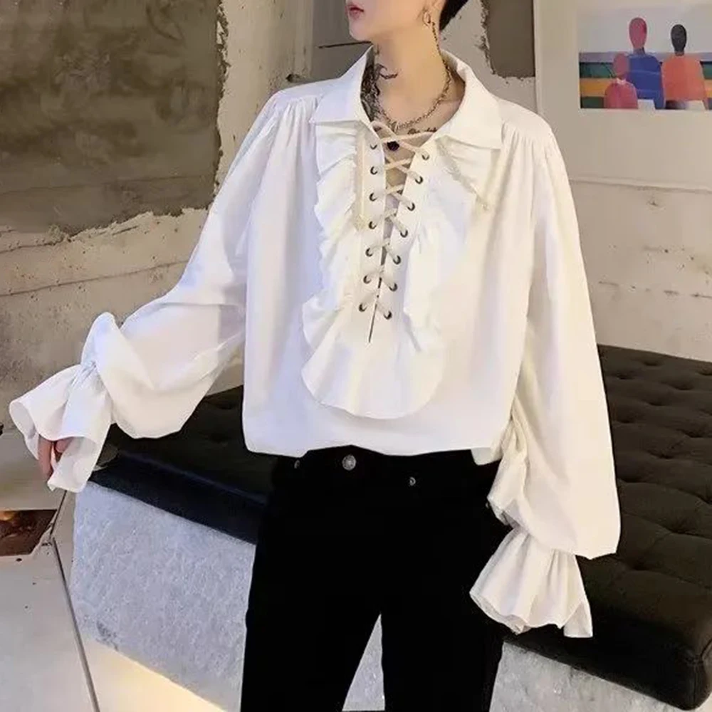 Mens Ruffled Long-Sleeved Shir - مراجعة Winter Clothing Dress Up وسعره